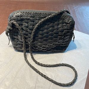 Vintage LKS Collection Black Woven Leather Handbag